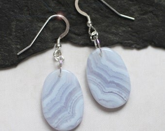 Blue Skies - Blue Lace Agate Sterling Silver Earrings