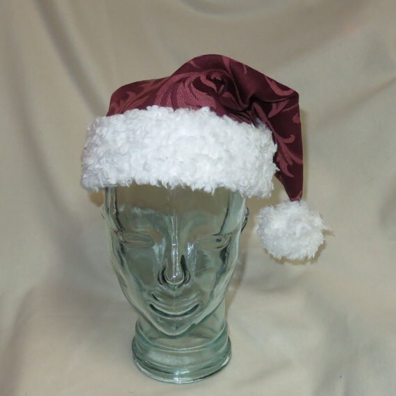 burgundy brocade santa hat with white trim burgundy brocade santa hat with white trim