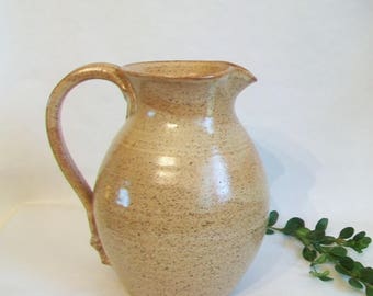 Speckled Tawny Brown Pitcher - Handmade on the Potters Wheel - Speckled Stoneware - 32 ounce - Ready to Ship