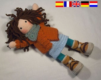 Crochet pattern for doll MONJA (Deutsch, English, Français, Español, Nederlands)
