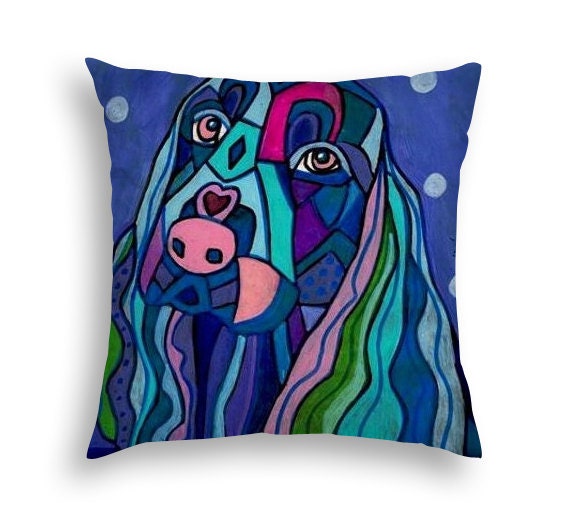 Field Spaniel Art Pillow Dog Modern Abstract Art by