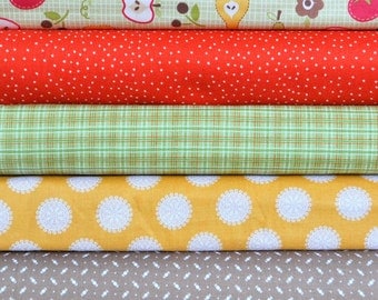 Farm Fresh Green Rootcellar 5 Fat Quarters Bundle by October Afternoon for Riley Blake, 1 1/4 yards
