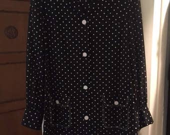 Vintage Black and White Polka Dot Shirt Dress Eve Le Coq