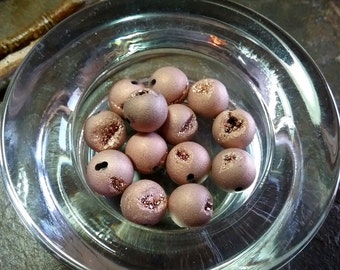 Druzy Beads, Smooth Rounds, Rose Gold Plated, 8mm, 10mm, Priced per Piece