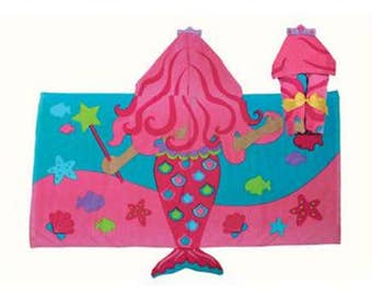 Personalized Hooded Towel, Mermaid Hooded Towel, Girls Beach Towel, Toddler Beach Towel, Mermaid Towel, Stephen Joseph Hooded Towel