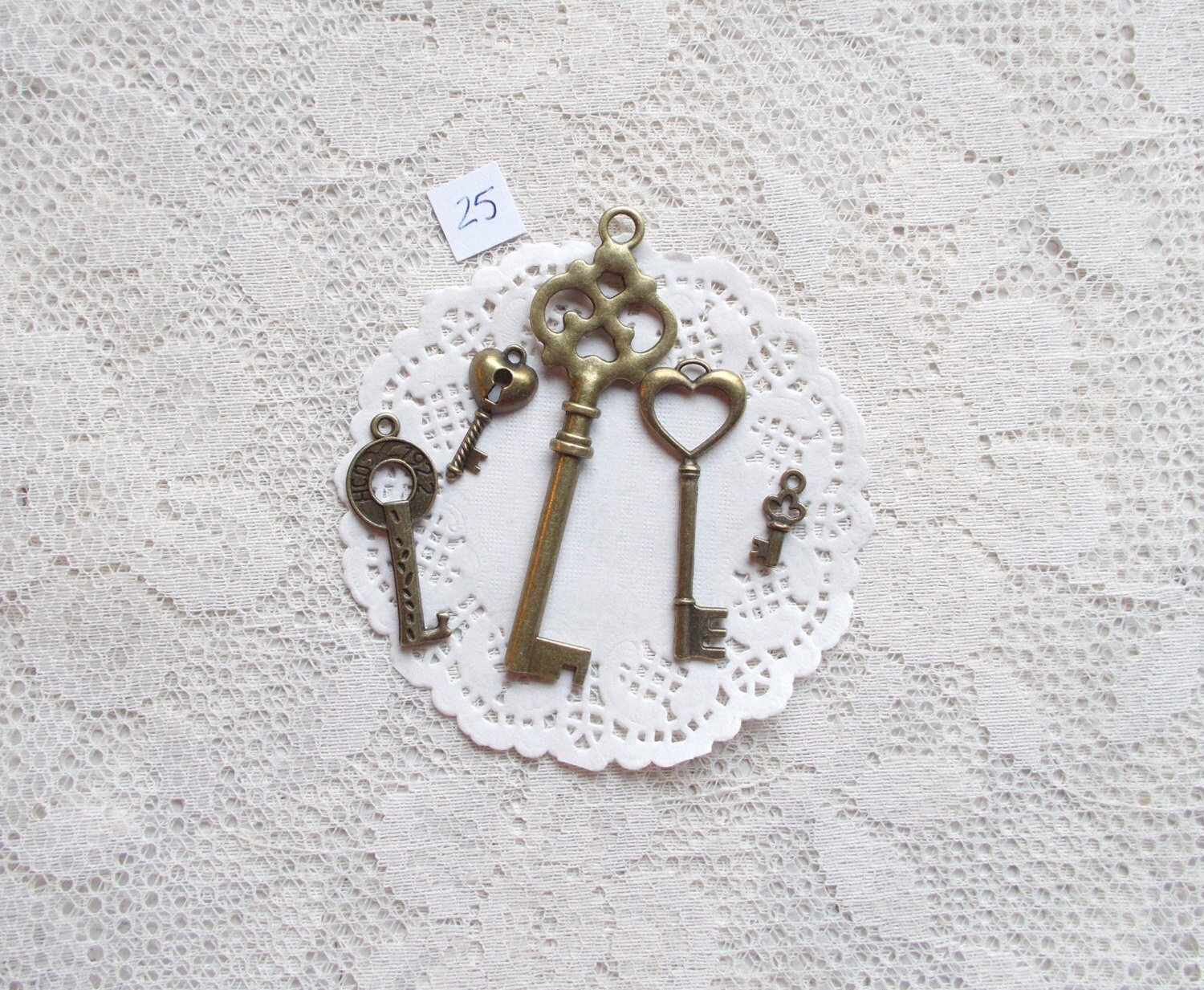 Metal Key Charms Set 25 Scrapbooking Card Making Metal