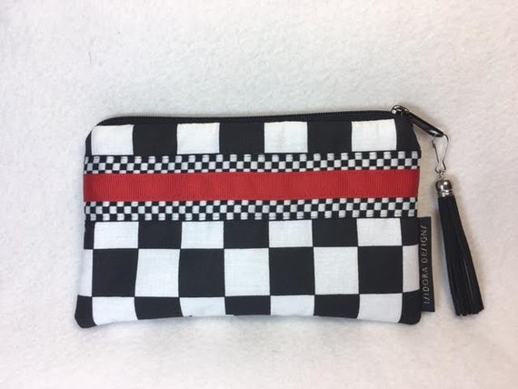 black and white checkered clutch