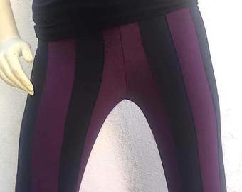 Womens Pants - Steampunk Pants - Gothic Striped Pants - Black and Purple Pants