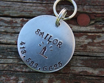 Round Dog ID Tag With Lighthouse Icon