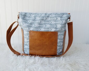 Grey Arrows Convertible Backpack Diaper Bag