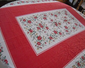 Vintage Tablecloth 1950's Table Linens Kitchen and Dining