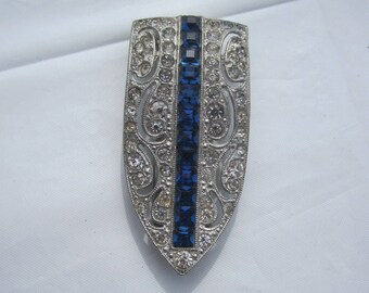 Blue and Crystal Rhinestone Dress Clip