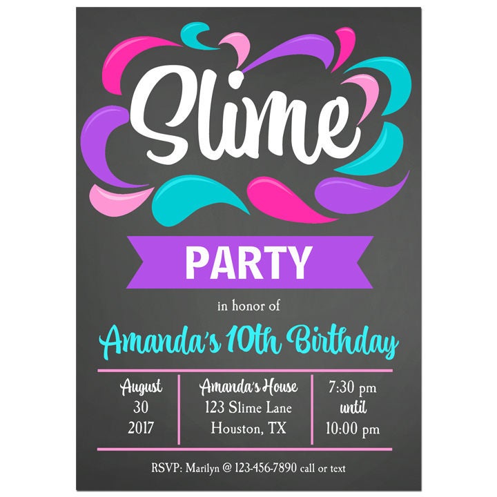 Slime Party Invitations 1