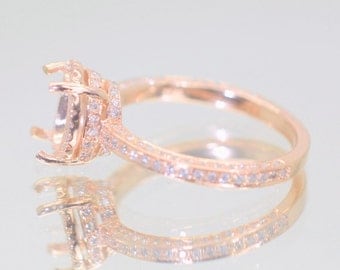 A setting gold ring, here in rose gold engagement ring, diamonds engagement ring SKU-Raelynn