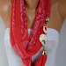 Red Tulle Necklace Scarf,Jewelry Scarf,Bohemian,Chain Pendant,Night,Gift Ideas For Her,Women Fashion Accessories,Christmas Gift
