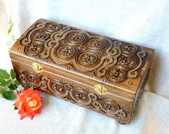 Personalized jewelry box Wooden box Monogram ring box Wedding gift Wooden boxes Jewellery boxes Wood carved box boite bijoux Cigar box B19