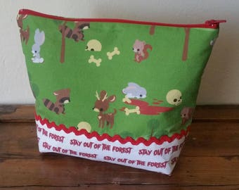 MY FAVORITE MURDER themed bag - Stay Out Of The Forest! - for makeup, cosmetics, toiletries, etc