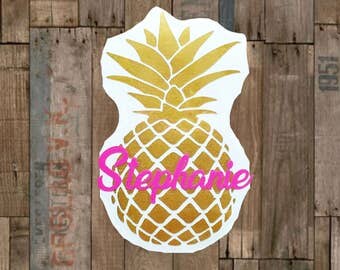 Pineapple Personalized Vinyl Name Decal Sticker-Custom Word Decal-Custom Vinyl Decal-laptop,Yeti,Car decal,Phone-Label-60+ color choices!