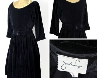 1950s Jonathan Logan Black Velvet Dress