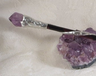 Amethyst Crystal Wand, Wiccan Pagan Magic Wand, Spiritual Energy Ritual Altar Tool, Witchcraft Wizard Fantasy Wand, Harry Potter Wand