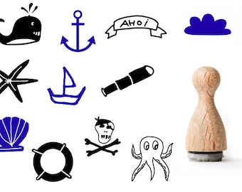 Maritime Tiny rubber stamp, Sea Rubber Stamp, Anchor rubber stamp, Ahoy rubber stamp, sailing rubber stamp, ship rubber stamp, seashell love