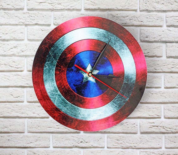 Wall clock - Captain America clock - Comic Superhero - Photo clock - Poster - Personalized Wall Clock