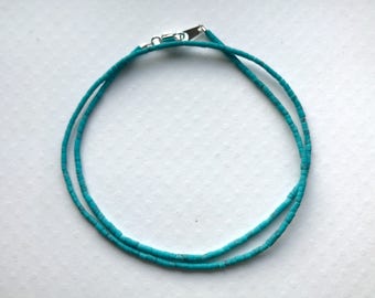 Super Tiny Turquoise Heishi Stone Necklace, Matte Finish, Natural Turquoise Necklace, Heishi Turquoise Necklace, Turquoise Necklace