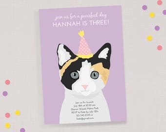 Kitty Cat Birthday Invitation - Children's Birthday Invite