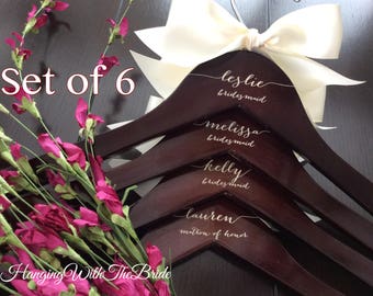 Bridesmaid gift, Wedding dress hanger, Wooden Engraved HangerCustom Bridal Hangers, Wedding hangers with names,Custom made hangers