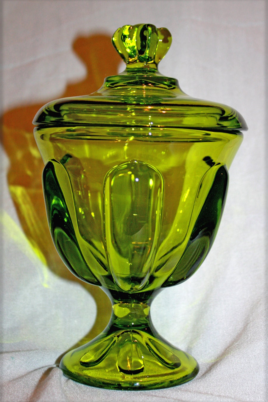 Viking Epic Glass Green Candy Compote Apothecary Jar Hand 7720