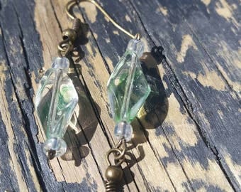 Green Swirl Dangle Earrings