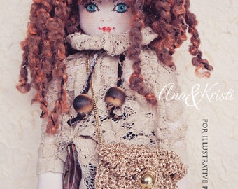 Aine Art Fabric doll 05, Luxury art doll, handmade, fabric doll, unique
