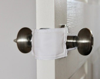 All White door latch cover for classrooms, school, teachers, school rooms.