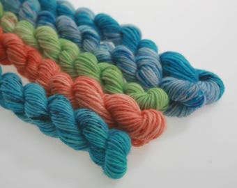 NEW Mini Skein Wool Yarn 'Fiesta mini skeins hand dyed yarn superwash speckled variegated fingering minis wool