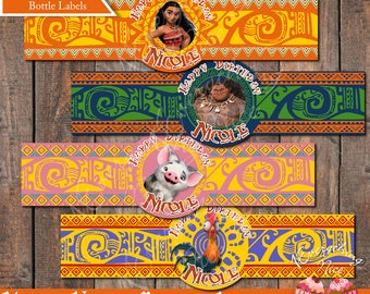 Moana Water Bottle Labels Wrappers