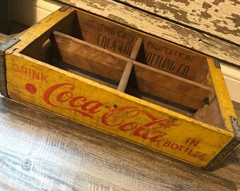 Vintage 1968 Coca Cola Coke in Bottles Wood Soda Crate Charleston SC