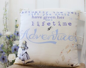Alice in Wonderland Gift Pillow. Gift for Alice in Wonderland fans. Girls bedroom. Alice in Wonderland Nursery.