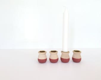 Wooden Candle Cups, Burnt Orange, Home Decor, Set of 4