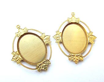 2pcs Gold Plated Cameo Setting 18 x 25 mm Cameo Setting Cabochon Setting Cameo Base Craft Supplies Jewelry making