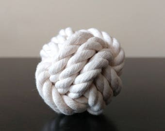 Mini Ball // All Natural Cotton Rope Pet Toy - Monkey's Fist Knot