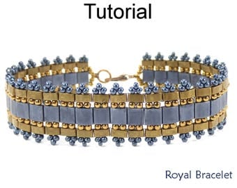 Bracelet Beading Tutorial Pattern -Tila and Half Tila  Miyuki Beads - Simple Bead Patterns - Royal Bracelet #25116