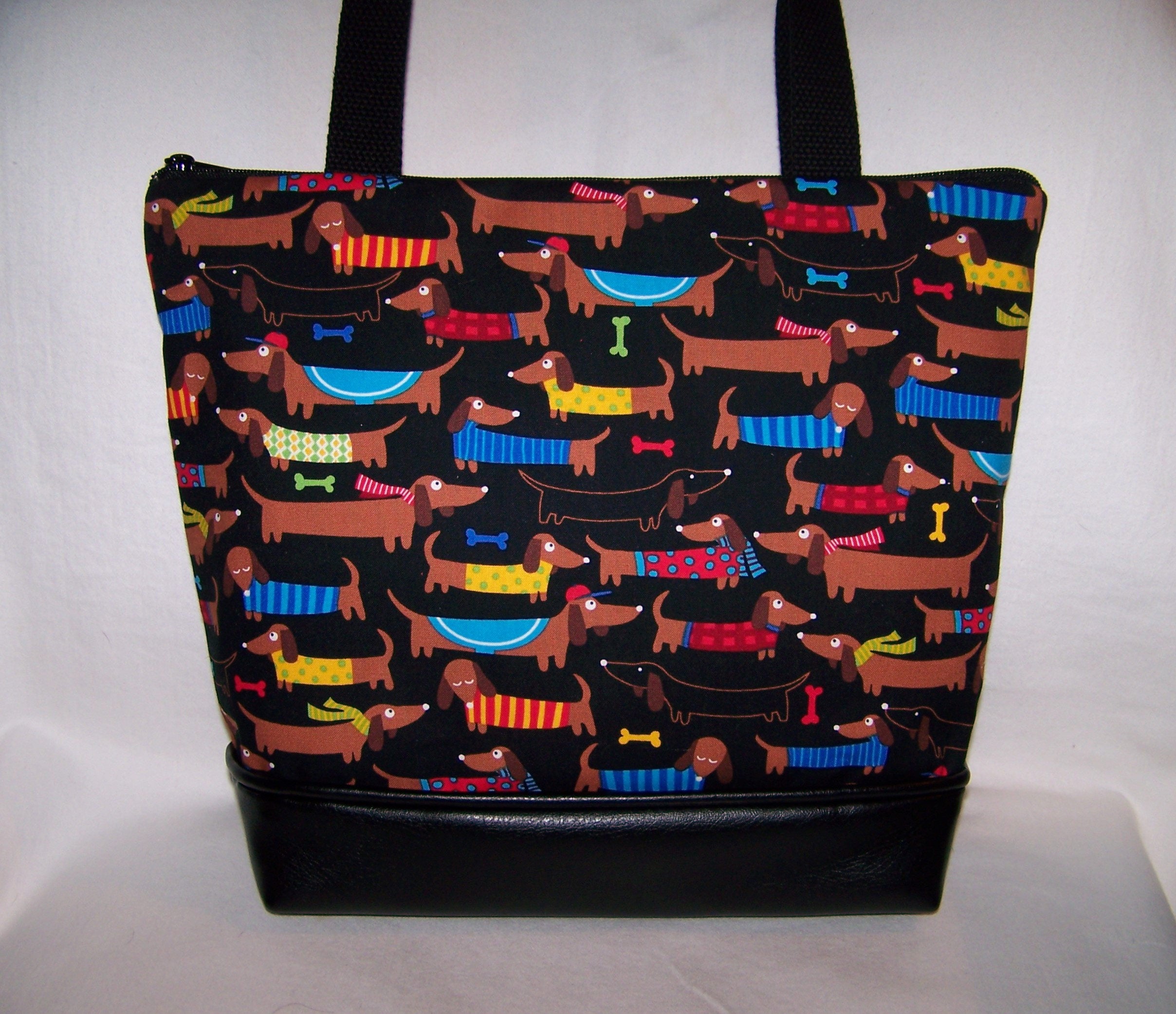Black Dachshund Wiener Dog Handbag Purse Bag Made to