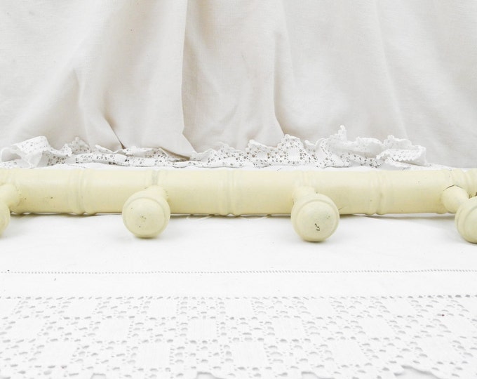 Antique French Traditional Wooden Off White Faux Bamboo Hat Rack, Coat Rack / Hook, Cottage Decor, French Country Decor, Retro, Rustic