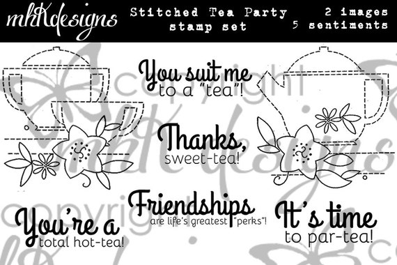 Stitched Tea Party Digital Stamp Set