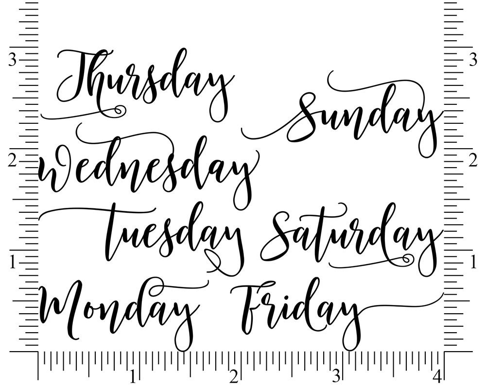 Weekday Planner Stamps Day of the Week Rubber Stamp Set