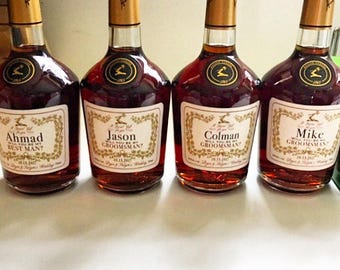 Personalized Sticker Label for Cognac Bottle | Custom Favor Gift Tag for WEDDING | Groom, Best Man, Groomsmen, Bachelor Party, CHEERS!