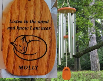 Personalized Wind Chimes - SLEEPING CAT - Cat Loss, Cat Lady Gift, Cat Lover, Cat Memorial, Kitty Loss, Pet Memorial, Cat Chime, Pet Loss