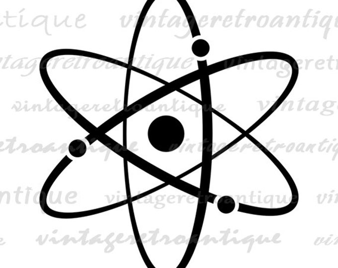 Printable Atomic Symbol Image Graphic Download Atoms Science Molecules Digital Antique Clip Art Jpg Png Eps HQ 300dpi No.4005