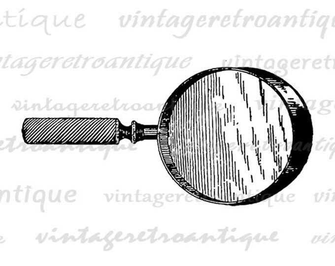 Digital Printable Magnifying Glass Image Antique Download Illustration Graphic Vintage Clip Art Jpg Png Eps HQ 300dpi No.1309