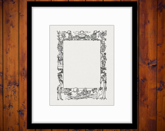 Printable Alice in Wonderland Through the Looking Glass Frame Image Download Graphic Digital Jpg Png Eps HQ 300dpi No.2524